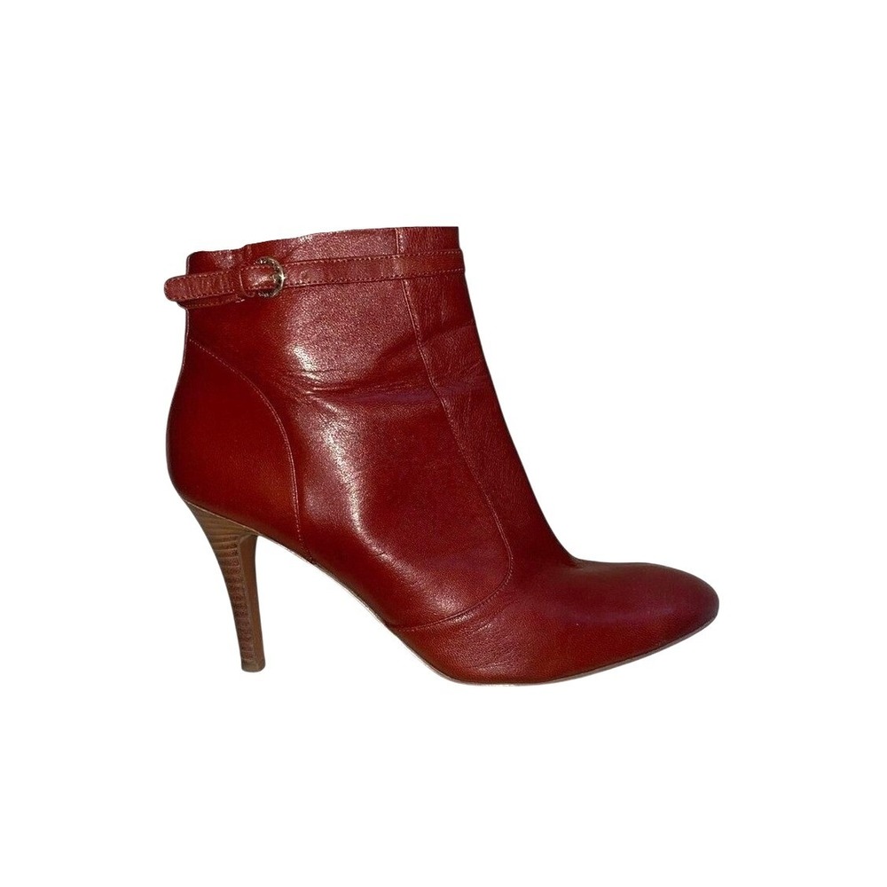 Burgundy Leather Ankle Boots Stiletto Heel Pointed Toe 9.5M by Nine West